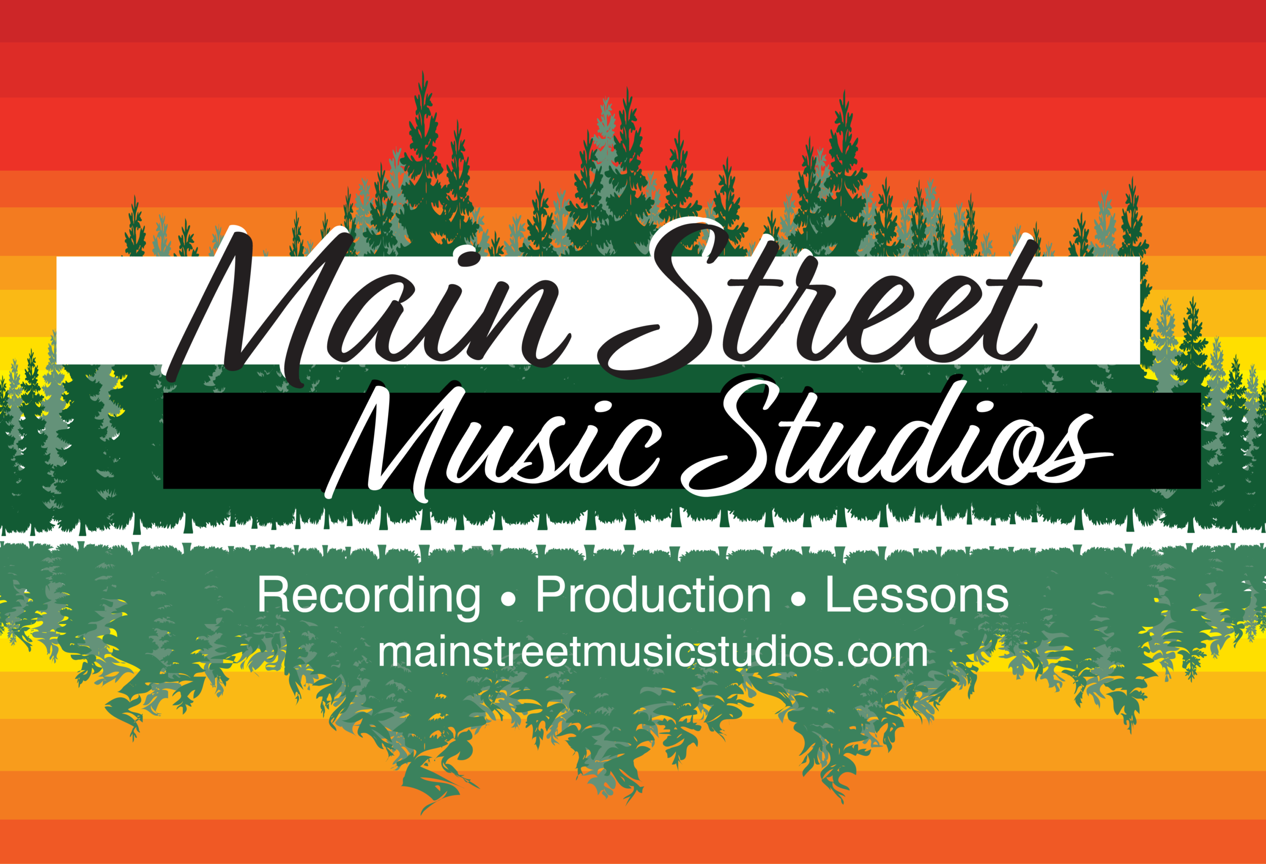 Main Street Music Studios logo with trees in the background