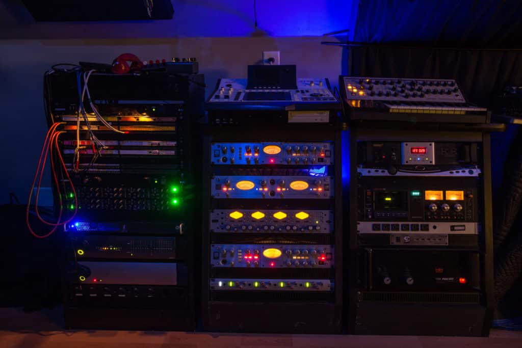 Recording studio rack gear setup